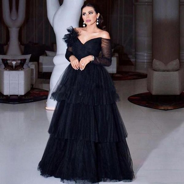 party dresses eightree arbric black evening dress off the shoulder formal long sleeves tiered elegant prom, White;black
party dresses eightree arbric black evening dress off the shoulder formal long sleeves tiered elegant prom, White;black