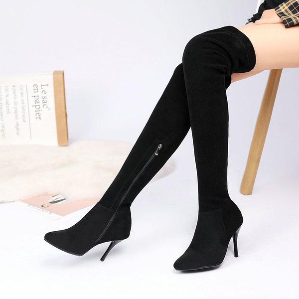 boots style over-the-knee suede for autumn winter fashion pointed toe stiletto high heel stretch female, Black
boots style over-the-knee suede for autumn winter fashion pointed toe stiletto high heel stretch female, Black