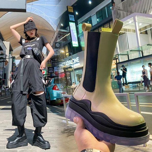 boots charm2021 mona color thick sole leather short british style high skinny medium straight, Black
boots charm2021 mona color thick sole leather short british style high skinny medium straight, Black