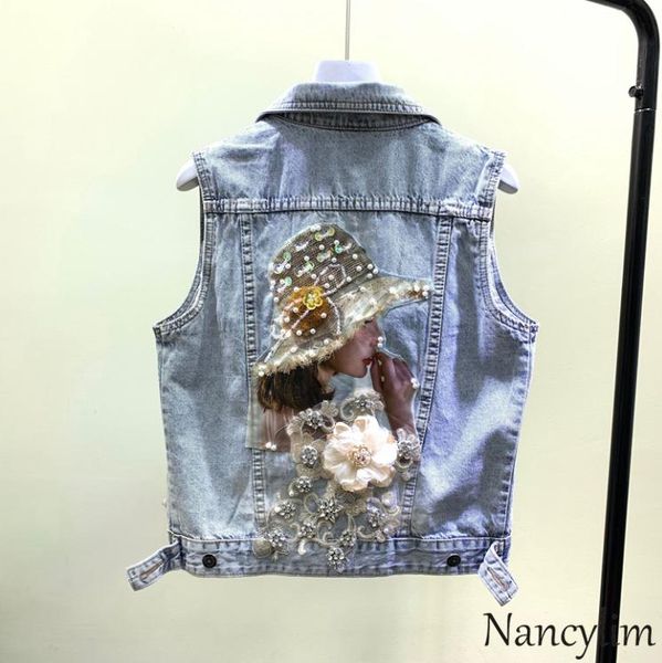 women's vests plus size sleeveless denim jacket coat spring summer 2021 mbroidery pearl segments broken hole cowboy jackets girls, Black;white
women's vests plus size sleeveless denim jacket coat spring summer 2021 mbroidery pearl segments broken hole cowboy jackets girls, Black;white