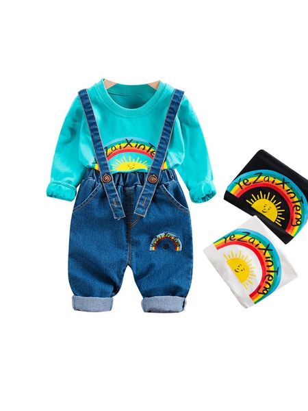 clothing sets 0-4y kids baby boy casual rainbow letter printed crew neck long sleeve pullover+adjustable strap denim pants 2pcs, White
clothing sets 0-4y kids baby boy casual rainbow letter printed crew neck long sleeve pullover+adjustable strap denim pants 2pcs, White