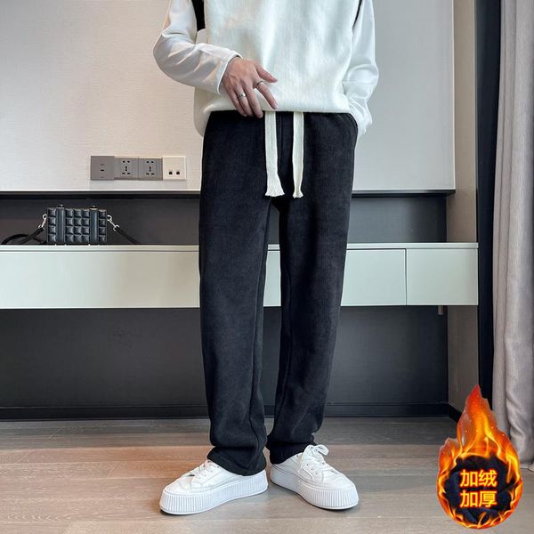 men's pants wear 2021 winter solid color thicken straight corduroy for couple elastic waist causal loose trousers male, Black
men's pants wear 2021 winter solid color thicken straight corduroy for couple elastic waist causal loose trousers male, Black