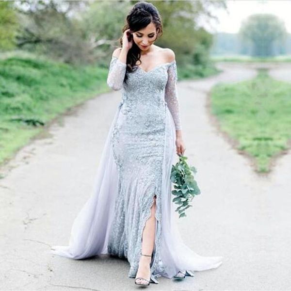 casual dresses pretty silver evening party dress v-neck long sleeves appliques tulle with tail a line prom gowns formal vestido de festa, Black;gray
casual dresses pretty silver evening party dress v-neck long sleeves appliques tulle with tail a line prom gowns formal vestido de festa, Black;gray