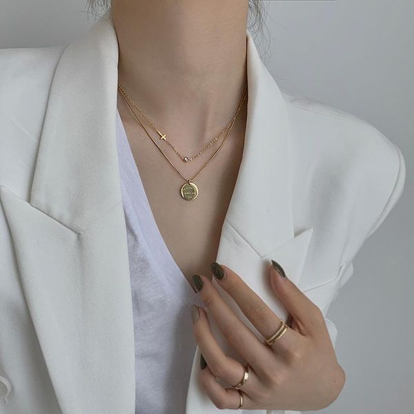 double layer non-fading layered necklace fashion female titanium steel clavicle 2021 round brand sweater chain chains, Silver
double layer non-fading layered necklace fashion female titanium steel clavicle 2021 round brand sweater chain chains, Silver