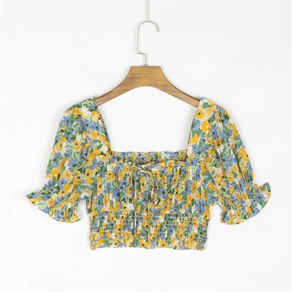 summer women's casual flower print square neck short sleeve bow decorated shirt 210430, White
summer women's casual flower print square neck short sleeve bow decorated shirt 210430, White