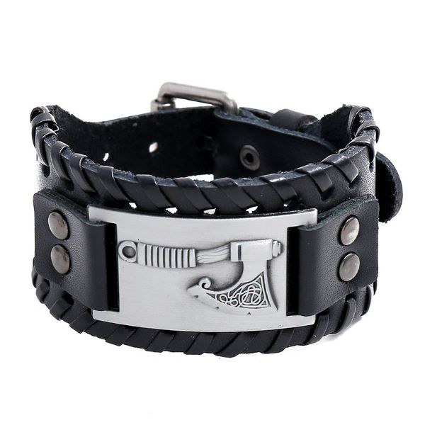 bangles bracelet accessories: nordic viking axe cowhide woven punk men's wide leather jewelry, Black
bangles bracelet accessories: nordic viking axe cowhide woven punk men's wide leather jewelry, Black