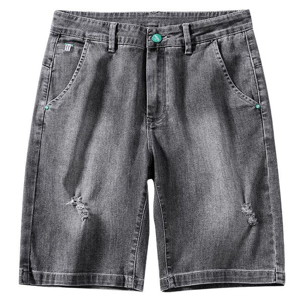 men's shorts 2021 summer casual quality cotton jeans fashion ripped elastic five-point pants versatile fit, White;black
men's shorts 2021 summer casual quality cotton jeans fashion ripped elastic five-point pants versatile fit, White;black