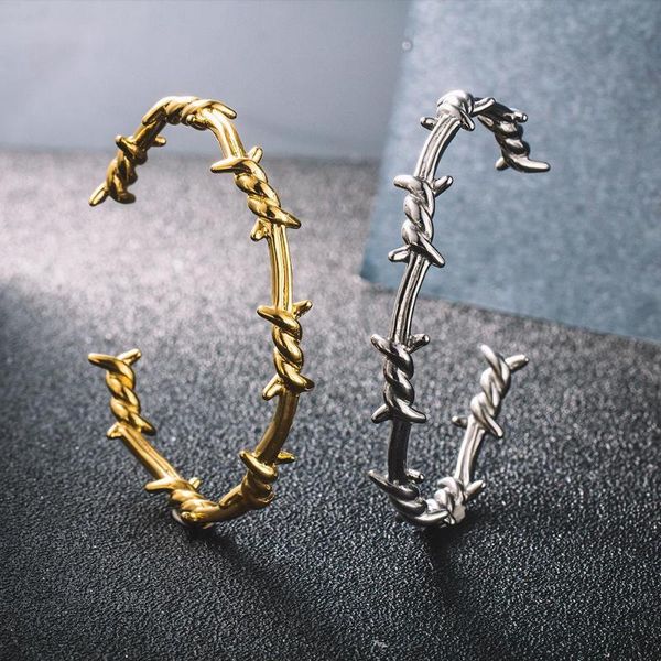 bangle men's wire brambles iron thorns couple bracelet for women unique hip-hop gothic punk silver color gifts, Black
bangle men's wire brambles iron thorns couple bracelet for women unique hip-hop gothic punk silver color gifts, Black