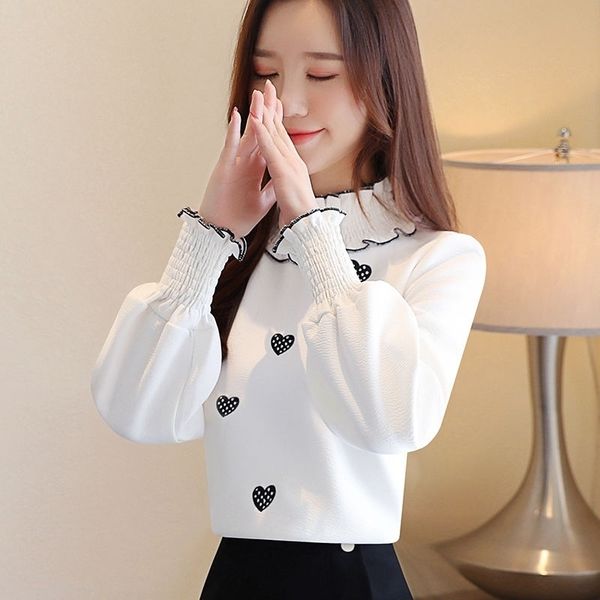 women spring autumn style blouses shirts lady casual long sleeve turtleneck heart embroidery blusas df3140 210317, White
women spring autumn style blouses shirts lady casual long sleeve turtleneck heart embroidery blusas df3140 210317, White