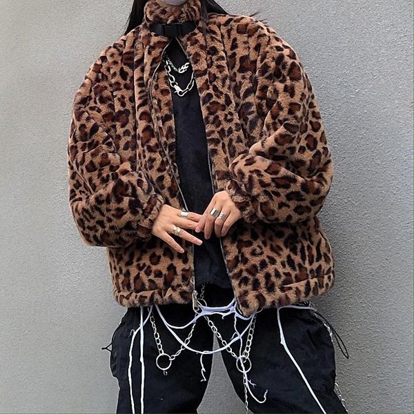fashionable warm cotton jacket women 2021 winter korean version of retro leopard print furry loose padded outerwear women's jackets, Black;brown
fashionable warm cotton jacket women 2021 winter korean version of retro leopard print furry loose padded outerwear women's jackets, Black;brown