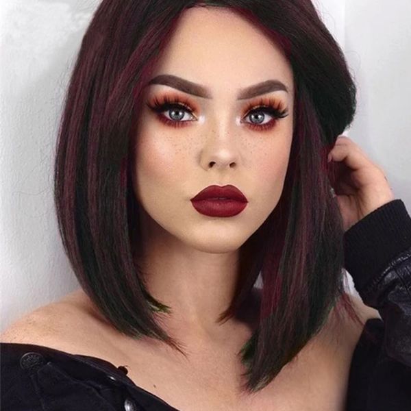dark red short straight synthetic wig with natural hairline part classical bob wig heat resistant fiber cosplay, Black
dark red short straight synthetic wig with natural hairline part classical bob wig heat resistant fiber cosplay, Black