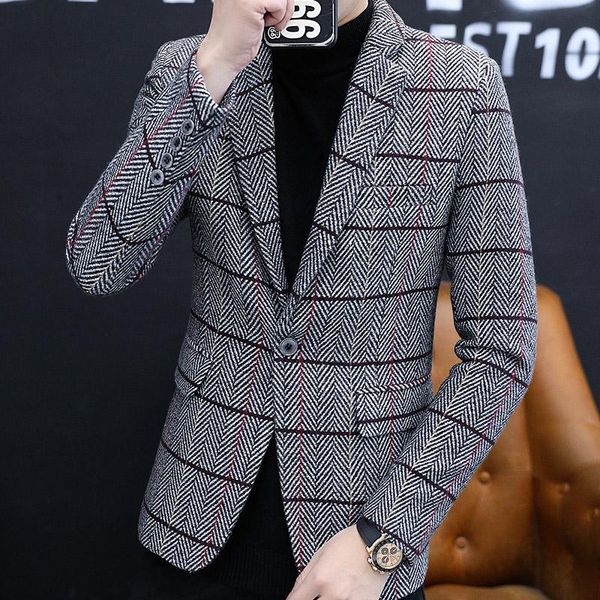 men's suits & blazers 2021 autumn striped printed jackets for men casual wedding party mens suit coat dress one button slim fit costume, White;black
men's suits & blazers 2021 autumn striped printed jackets for men casual wedding party mens suit coat dress one button slim fit costume, White;black