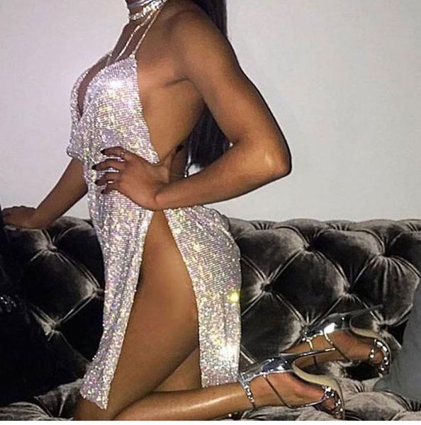 casual dresses crystal diamond metal halter shining summer v-neck dress women beach sequin night club party vestidos, Black;gray
casual dresses crystal diamond metal halter shining summer v-neck dress women beach sequin night club party vestidos, Black;gray