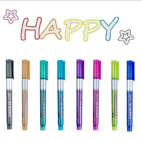 8pcs outline marker pen double line highlighter drawing painting doodling for student school office supplies cute stationery highlighters, Black;red
8pcs outline marker pen double line highlighter drawing painting doodling for student school office supplies cute stationery highlighters, Black;red
