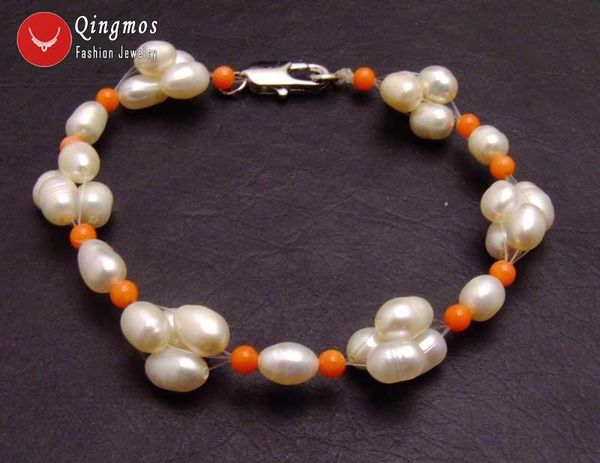 beaded, strands qingmos 5-6mm rice natural white pearl bracelet for women with 4mm orange coral jewelry 7.5'', Black
beaded, strands qingmos 5-6mm rice natural white pearl bracelet for women with 4mm orange coral jewelry 7.5'', Black