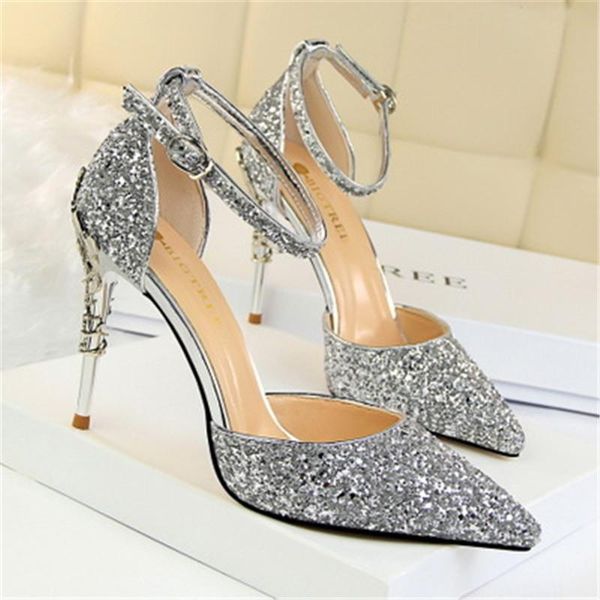 dress shoes 2021 9.5cm thin high heels women fashion pointed toe office female solid sequins shallow ankle wrap pumps, Black
dress shoes 2021 9.5cm thin high heels women fashion pointed toe office female solid sequins shallow ankle wrap pumps, Black