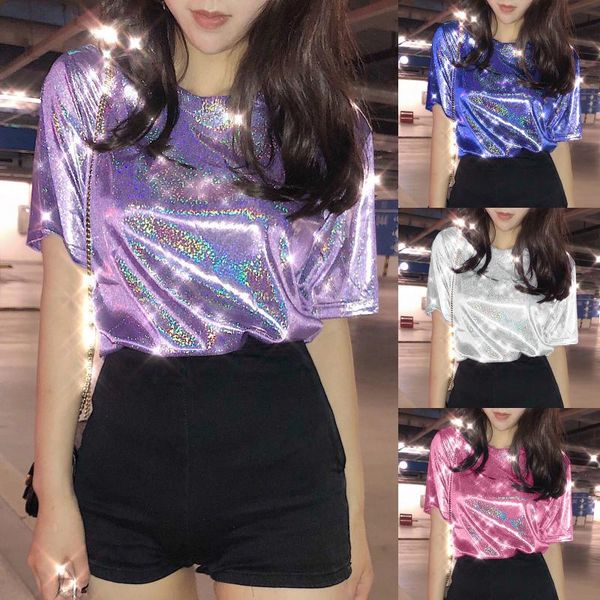 women's t-shirt t shirt for women 2021 fashion harajuku shiny loose short-sleeved casual nightclub style camiseta mujer, White
women's t-shirt t shirt for women 2021 fashion harajuku shiny loose short-sleeved casual nightclub style camiseta mujer, White