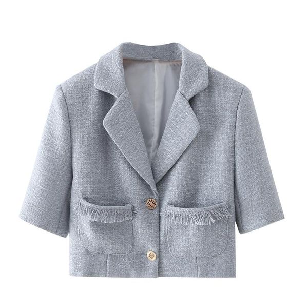women's suits & blazers fashion solid tweed cropped women blazer jacket 2021 summer autumn vintage female coat with frayed trims short, White;black
women's suits & blazers fashion solid tweed cropped women blazer jacket 2021 summer autumn vintage female coat with frayed trims short, White;black