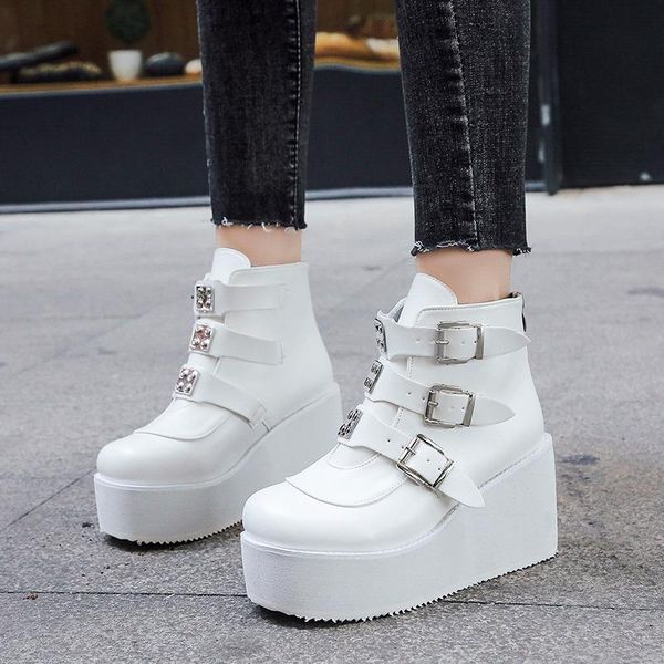 boots 2021 brand metal buckle ankle women fashion punk female high platform wedges heels shoes woman, Black
boots 2021 brand metal buckle ankle women fashion punk female high platform wedges heels shoes woman, Black