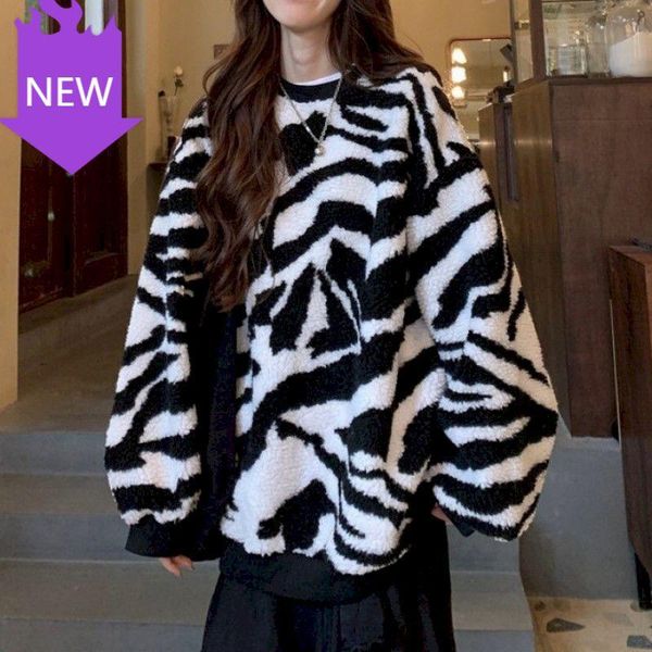 women's hoodies & sweatshirts harajuku bf wind loose coat jacket pullover plush round neck sweatshirt zebra pattern winter velvet thick, Black
women's hoodies & sweatshirts harajuku bf wind loose coat jacket pullover plush round neck sweatshirt zebra pattern winter velvet thick, Black