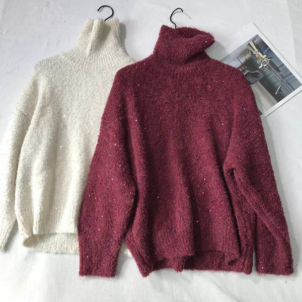 sweater long-sleeved high-neck pullover with sequins loose and thick fashion all-match 7nxa, White;black
sweater long-sleeved high-neck pullover with sequins loose and thick fashion all-match 7nxa, White;black