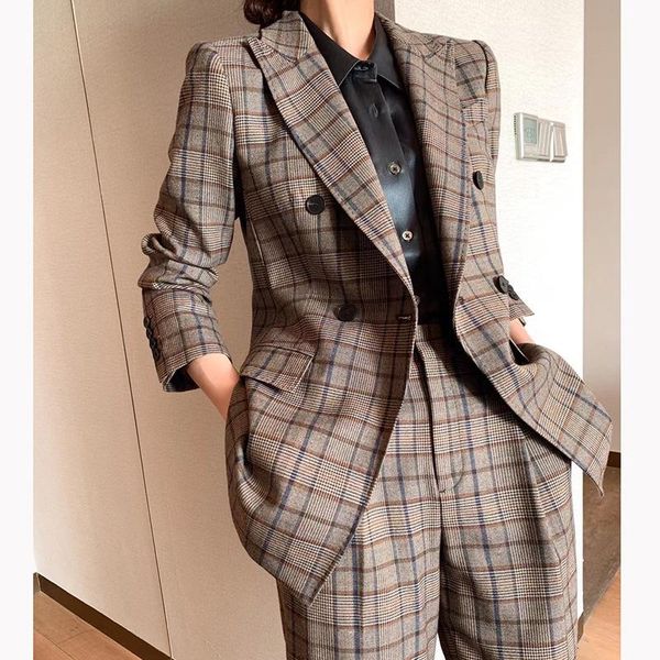 women's two piece pants 100 small suit wool grid for qualified female leisure two-piece + feet, White
women's two piece pants 100 small suit wool grid for qualified female leisure two-piece + feet, White