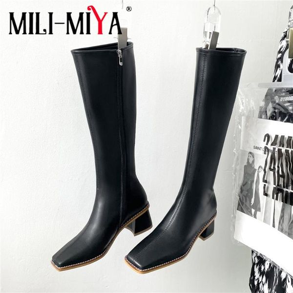 boots mili-miya slim women knee high booties elegant square leather zip block heels fashion autumn 2022 dancing shoe brown, Black
boots mili-miya slim women knee high booties elegant square leather zip block heels fashion autumn 2022 dancing shoe brown, Black