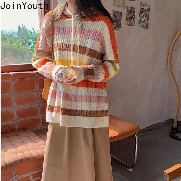 women's sweaters joinyouth autumn winter rainbow striped hooded sweater women korean loose fashion knitted jumper preppy style wild, White;black
women's sweaters joinyouth autumn winter rainbow striped hooded sweater women korean loose fashion knitted jumper preppy style wild, White;black