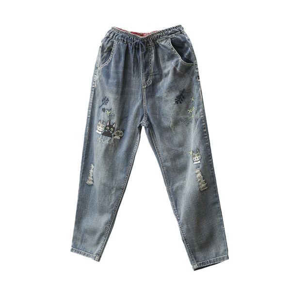 2011women spring summer fashion korea style elastic waist vintage embroidery calf length harem pants office lady casual loose jeans, Blue
2011women spring summer fashion korea style elastic waist vintage embroidery calf length harem pants office lady casual loose jeans, Blue
