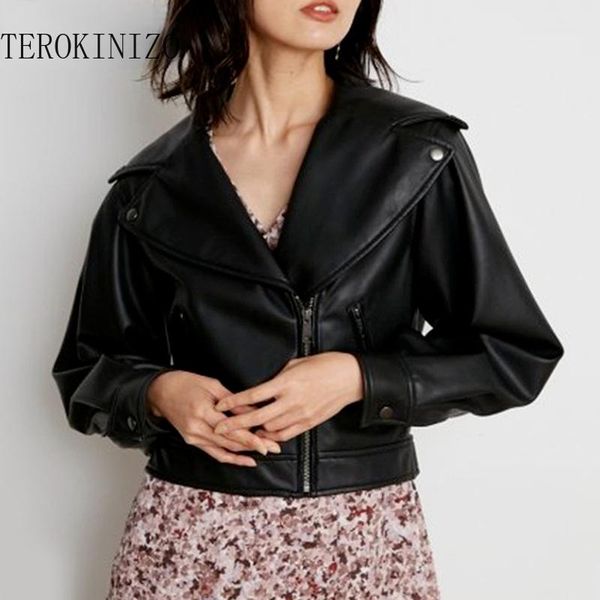 women's jackets terokinizo japan style high street pu leather women solid zip up casual turn down collar long sleeve streetwear, Black;brown
women's jackets terokinizo japan style high street pu leather women solid zip up casual turn down collar long sleeve streetwear, Black;brown