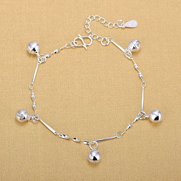 925 sterling silver charm bracelet stylish exquisite five bell anklet elegant jewellery 210507, Golden;silver
925 sterling silver charm bracelet stylish exquisite five bell anklet elegant jewellery 210507, Golden;silver