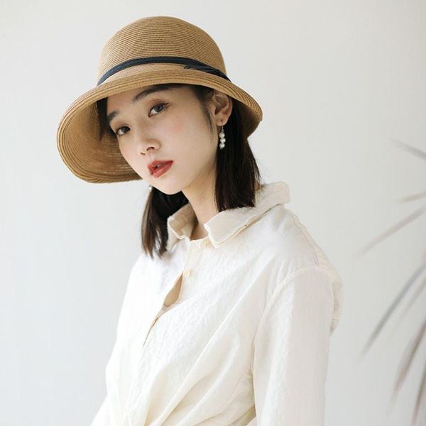 women hepburn vintage woven sun hat elegant contrast color bowknot short roll up brim foldable summer bucket cap wide hats, Blue;gray
women hepburn vintage woven sun hat elegant contrast color bowknot short roll up brim foldable summer bucket cap wide hats, Blue;gray