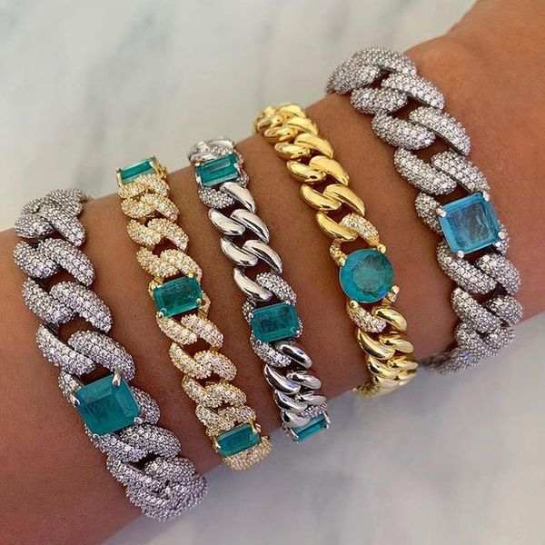 charm bracelets wholesale iced out bling 5a cz cuban link chain square big green cubic zirconia paved 14mm triple row women bracelet, Golden;silver
charm bracelets wholesale iced out bling 5a cz cuban link chain square big green cubic zirconia paved 14mm triple row women bracelet, Golden;silver