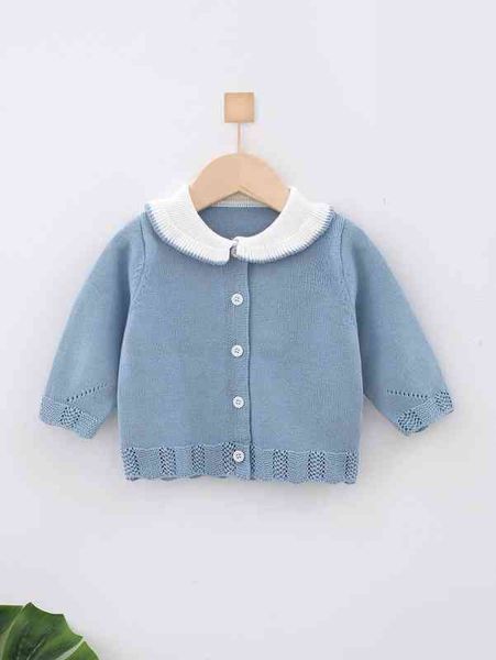 baby contrast collar eyelet detail cardigan she, Blue
baby contrast collar eyelet detail cardigan she, Blue