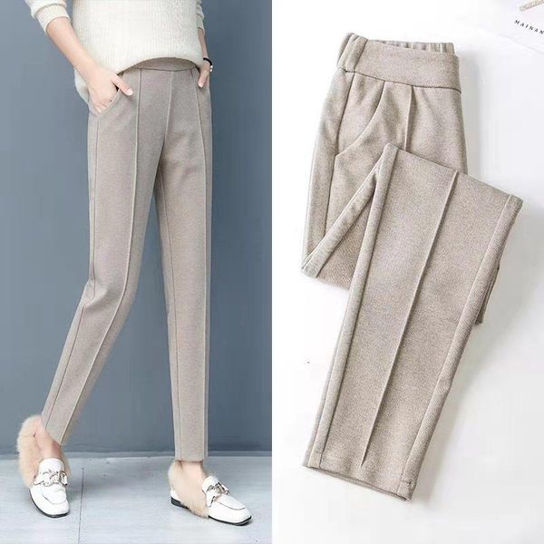 women's pants & capris autumn winter elastic high waist harem casual loose woolen warm straight suit female long pencil trousers, Black;white
women's pants & capris autumn winter elastic high waist harem casual loose woolen warm straight suit female long pencil trousers, Black;white