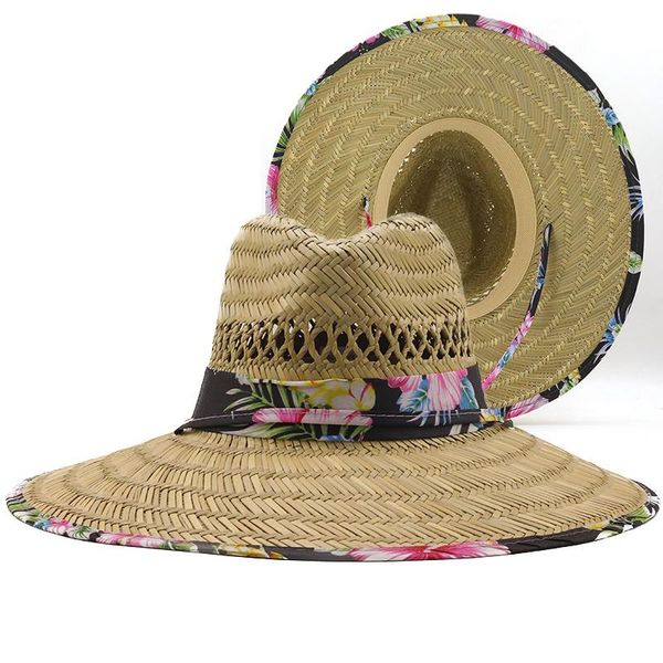 wide brim hats summer beach hat sun in the open straw with edge jazz women's lifeguard, Blue;gray 
wide brim hats summer beach hat sun in the open straw with edge jazz women's lifeguard, Blue;gray