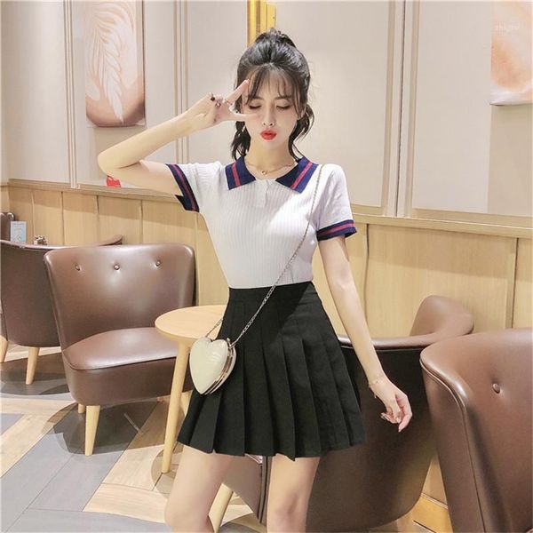 two piece dress women preppy style sets short sleeve striped slim shirt&pleated mini skirt suits fashion student pieces, White
two piece dress women preppy style sets short sleeve striped slim shirt&pleated mini skirt suits fashion student pieces, White