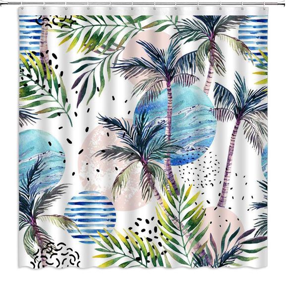 tropical shower curtain watercolor ocean theme green coconut palm branches leaves blue circular geometric pattern,70x70 inch
tropical shower curtain watercolor ocean theme green coconut palm branches leaves blue circular geometric pattern,70x70 inch