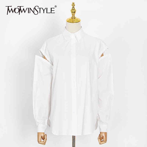 casual streetwear blouse for women lapel long sleeve hollow out white shirt female fashion clothing style 210423
casual streetwear blouse for women lapel long sleeve hollow out white shirt female fashion clothing style 210423
