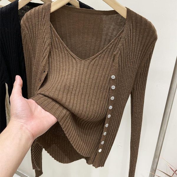 women's sweaters casual all-match sweater 2021 autumn fake two-piece knitted thin knit fashionable clothing, White;black
women's sweaters casual all-match sweater 2021 autumn fake two-piece knitted thin knit fashionable clothing, White;black