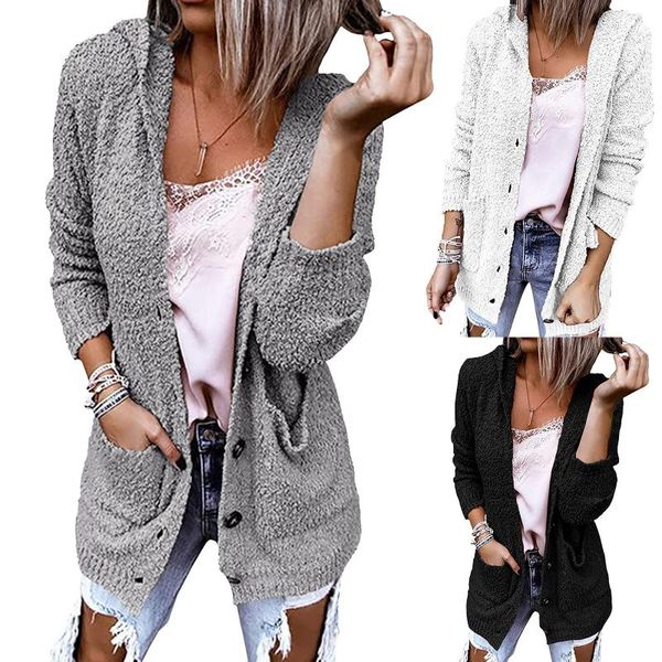 women's knits & tees fashion pockets plush cardigan sweater casual winter hooded coat jacket ladies female streetwear women long sleeve, White
women's knits & tees fashion pockets plush cardigan sweater casual winter hooded coat jacket ladies female streetwear women long sleeve, White