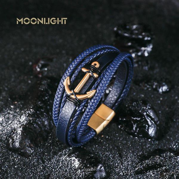 charm bracelets multi-layer leather anchor shape accessories men's bracelet stainless steel for special birthday present, Golden;silver
charm bracelets multi-layer leather anchor shape accessories men's bracelet stainless steel for special birthday present, Golden;silver