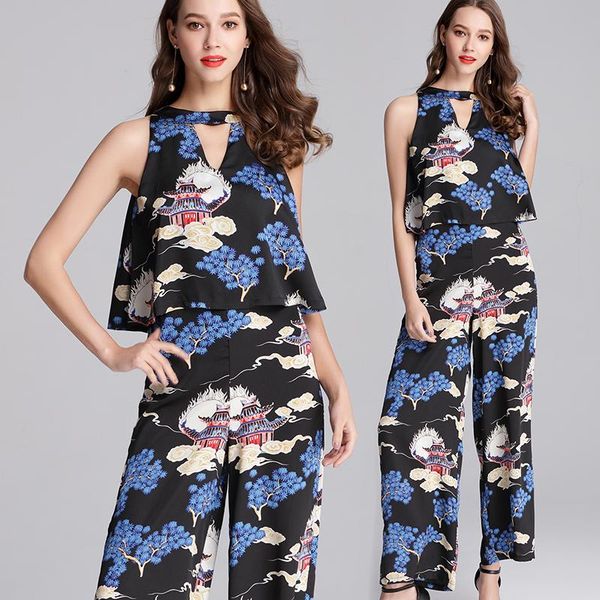 women's jumpsuits & rompers office lady elegant print summer sleeveless halter vest women wide leg pants jumpsuit playsuit overalls, Black;white
women's jumpsuits & rompers office lady elegant print summer sleeveless halter vest women wide leg pants jumpsuit playsuit overalls, Black;white