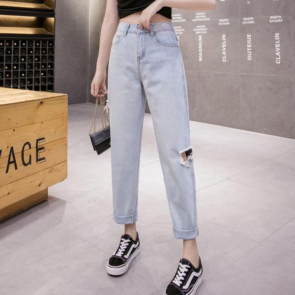 women's jeans ripped hole 9/10 length fray hem capri pants harem for women s l xl, Blue
women's jeans ripped hole 9/10 length fray hem capri pants harem for women s l xl, Blue