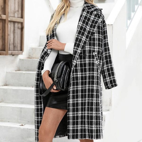 women's wool & blends women autumn winter breasted turn-down collar coat elegant long sleeve pocket outwear fashion lattice loose stree, Black
women's wool & blends women autumn winter breasted turn-down collar coat elegant long sleeve pocket outwear fashion lattice loose stree, Black