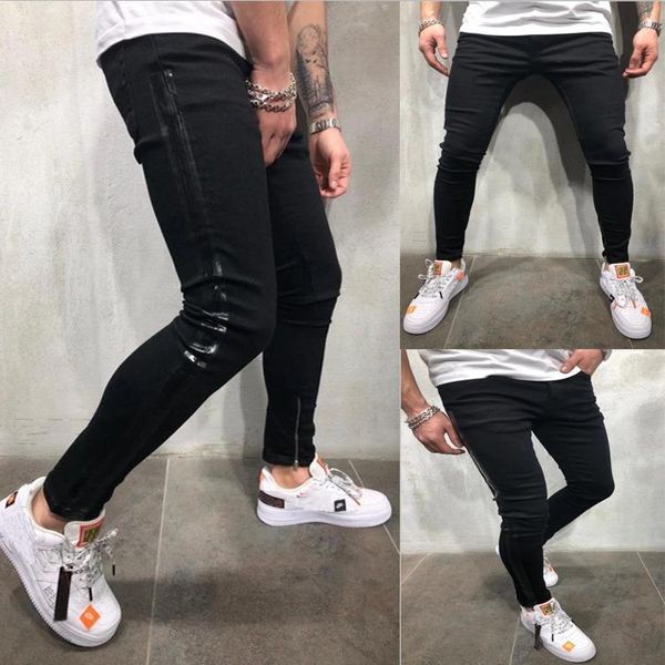 men's pants mens 2021 zipper ripped skinny destroyed frayed slim fit denim long trousers, Black
men's pants mens 2021 zipper ripped skinny destroyed frayed slim fit denim long trousers, Black