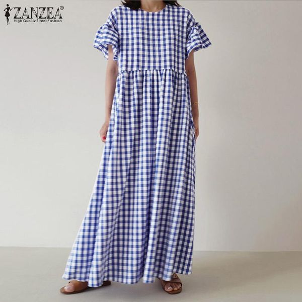 party dresses fashion summer maxi dress women's check sundress zanzea 2021 casual short sleeve vestidos female beach plaid robe oversiz, White;black
party dresses fashion summer maxi dress women's check sundress zanzea 2021 casual short sleeve vestidos female beach plaid robe oversiz, White;black
