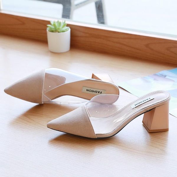 slippers summer fashion transparent women shoes woman mules pointed toe flock square high heels slides ladies, Black
slippers summer fashion transparent women shoes woman mules pointed toe flock square high heels slides ladies, Black