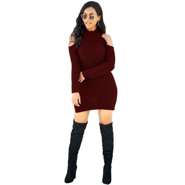 casual dresses 2021 autumn knitted dress women's o neck cold shoulder long sleeve sweater ladies plus size vestidos, Black;gray
casual dresses 2021 autumn knitted dress women's o neck cold shoulder long sleeve sweater ladies plus size vestidos, Black;gray