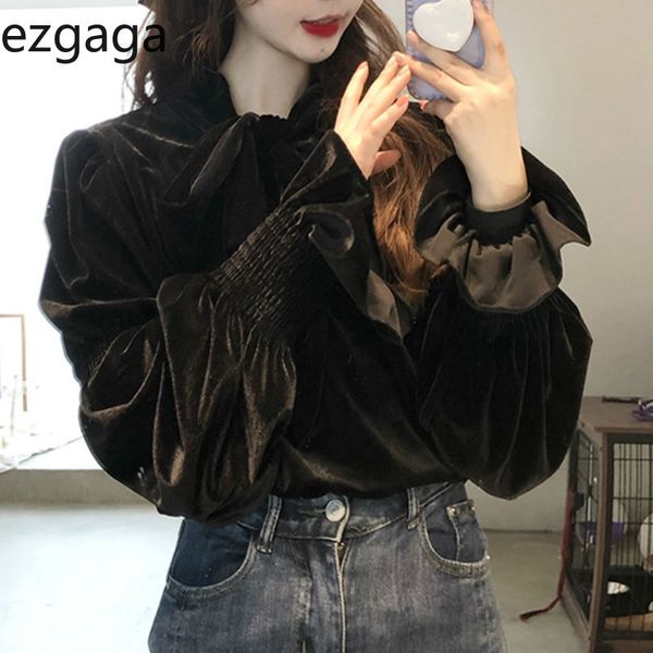 ezgaga elegant women blouse chic vintage long flare sleeve spring korean tender solid lace up female shirts casual blusas 210430, White
ezgaga elegant women blouse chic vintage long flare sleeve spring korean tender solid lace up female shirts casual blusas 210430, White